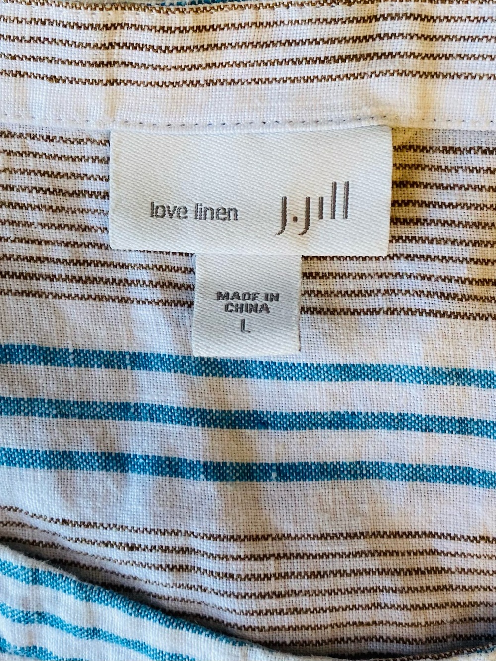 J. Jill Love Linen Shift Dress Large Striped Sleeveless Pockets A-Line Summer - Picture 8 of 9